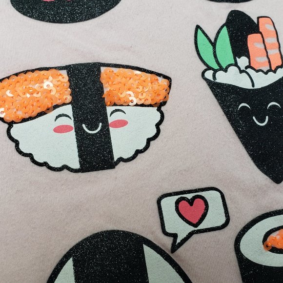 Children's Place Sushi Lovers Tee Shirt  Pink/ Multi  Size 7/8 - Picture 4 of 6